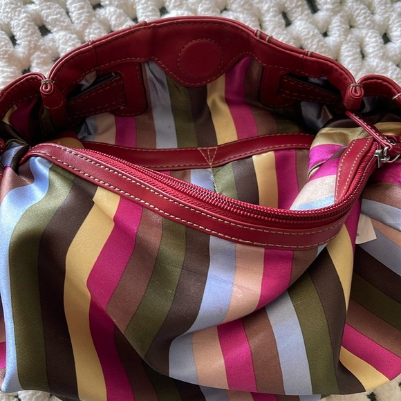 Tignanello red ,slight pebble leather, soft, shoulder bag. Very roomy. EUC - Picture 5 of 14